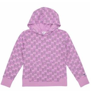 NWT Girl’s Size X-Small Champion Monogram Logo Prints Cotton Hoodie In Purple